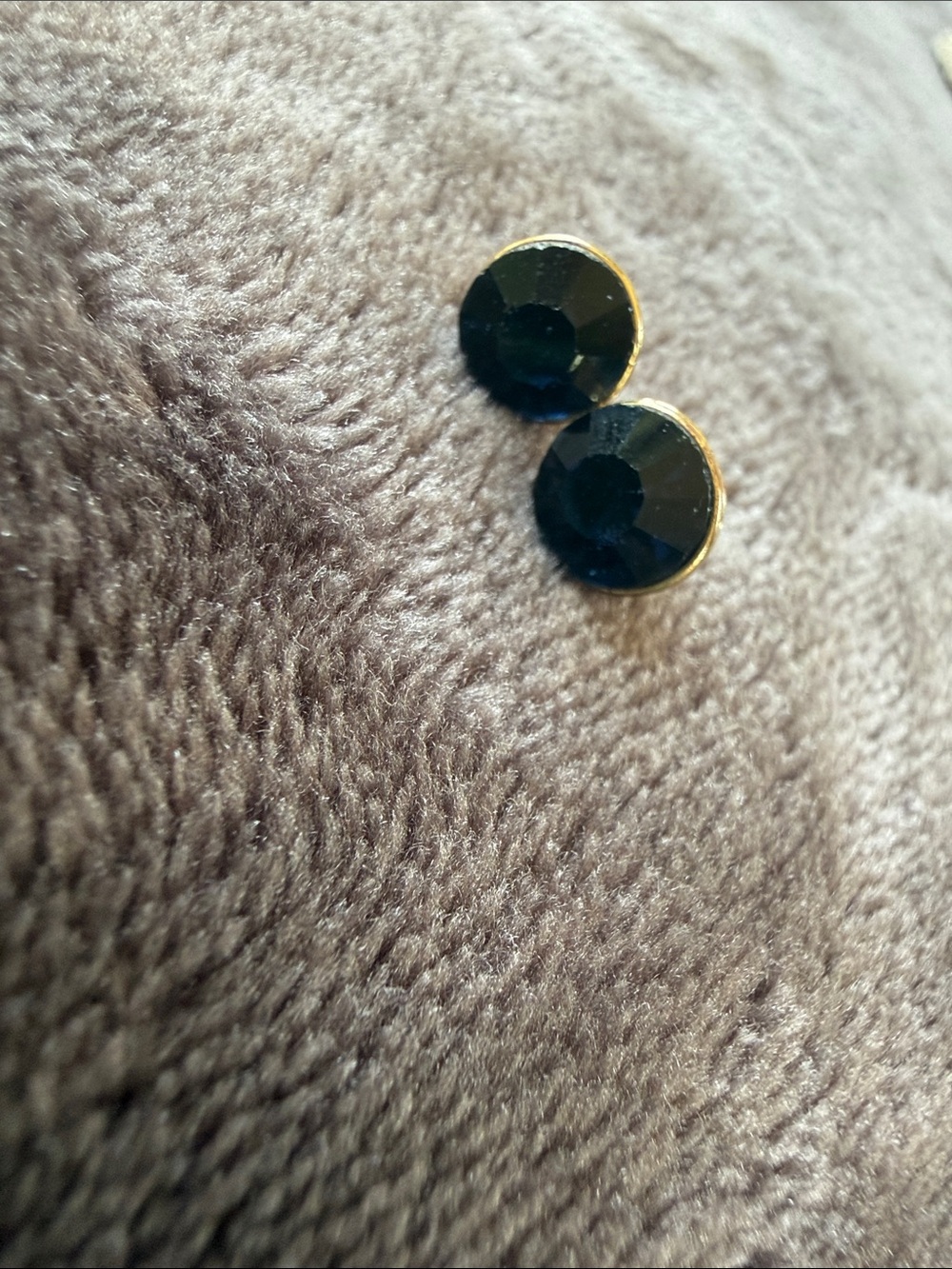 Gold-Trim Blue Faceted Stud Earrings - Women Jewelry